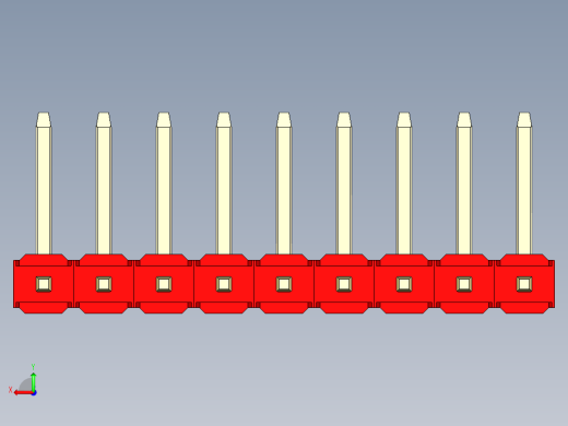 彩色公排针 100mil 2.54mm 系列-DS1022_red_09p_100mil_TypeU_rev1.0后视缩略图