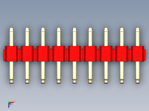 彩色公排针 100mil 2.54mm 系列-DS1022_red_09p_100mil_TypeU_rev1.0俯视缩略图
