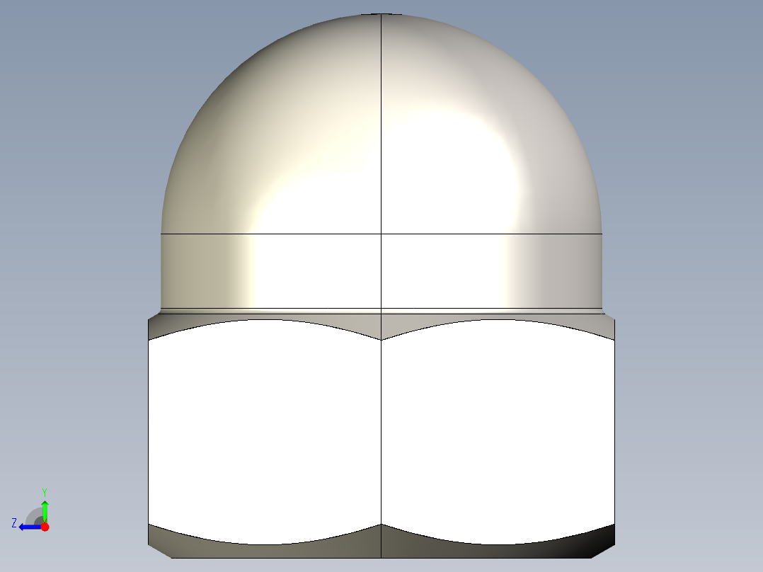 盖帽螺母- M4至M20右视图