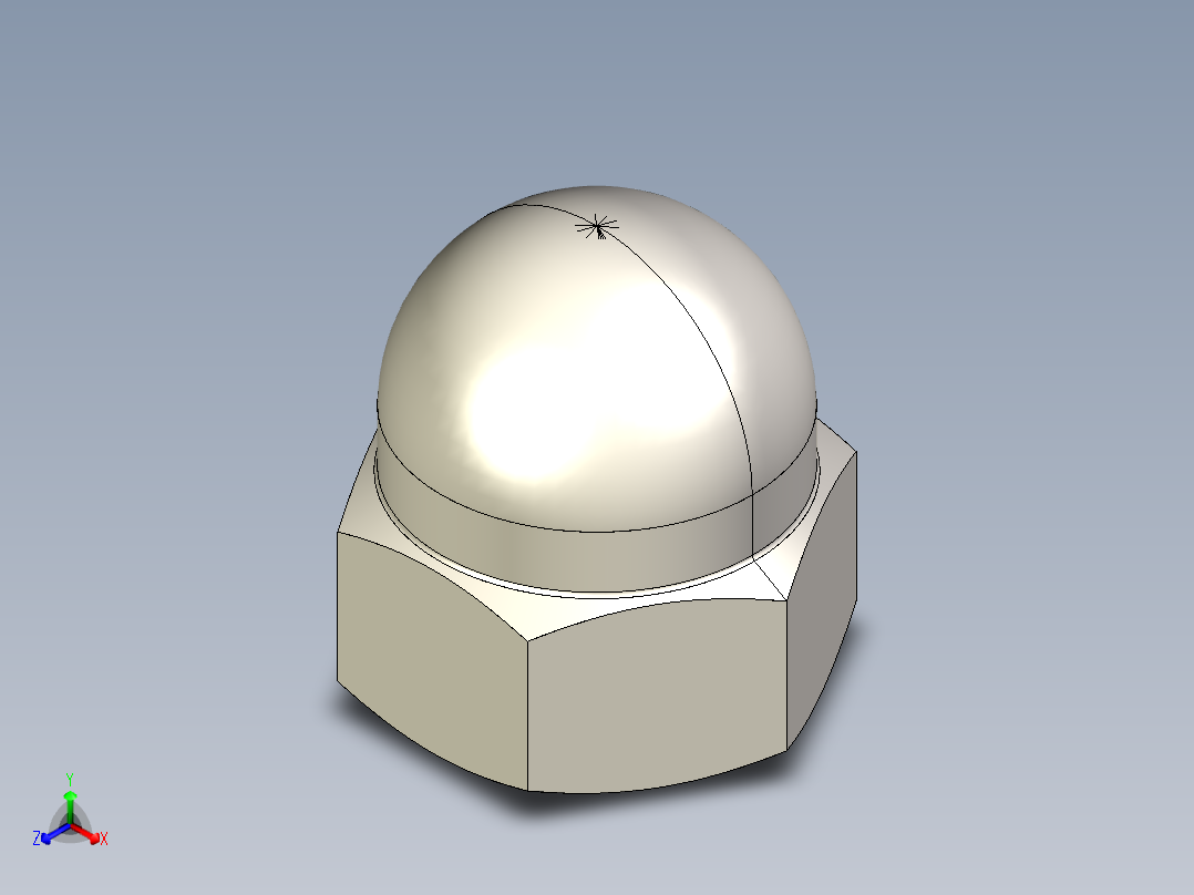 盖帽螺母- M4至M20正等轴测图
