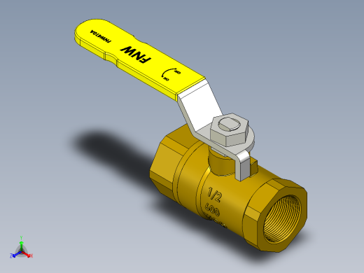 管道手动球阀-水管开关阀-手动阀门铜球阀DN15正等轴测缩略图