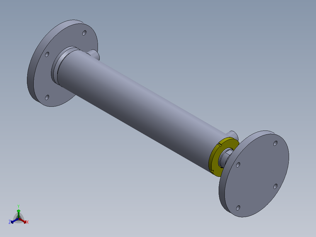 焊接型液压缸（带前后端安装圆法兰） 80x50x425 mm正等轴测图