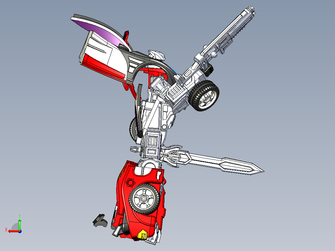 变形汽车人后视图