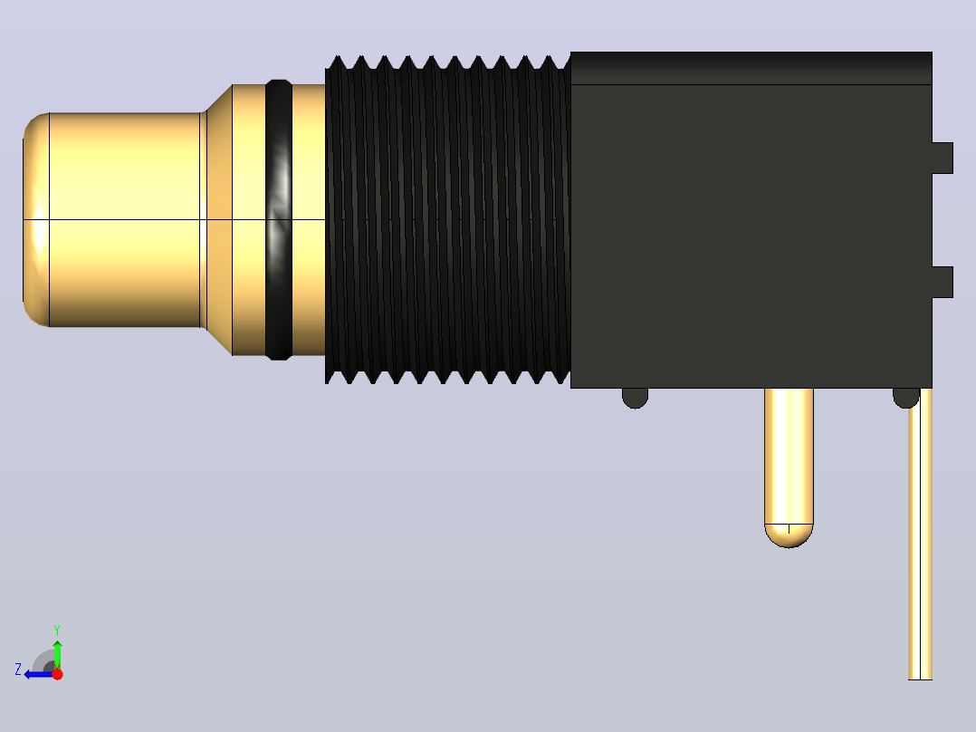 PCB面板安装90度1-RCA右视图