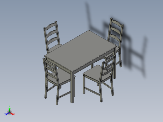 宜家带椅子的桌子正等轴测缩略图