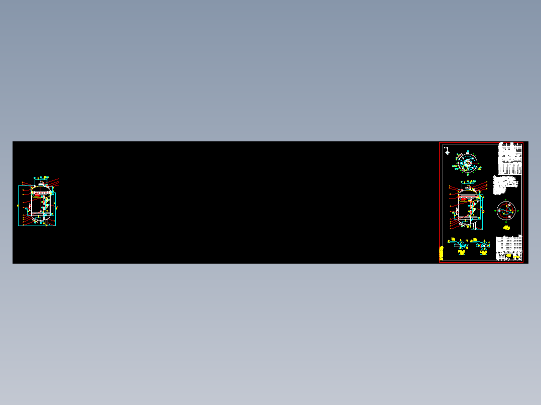 直径2600树脂塔离子交换柱交换器交换塔总装图纸cad装配图纸