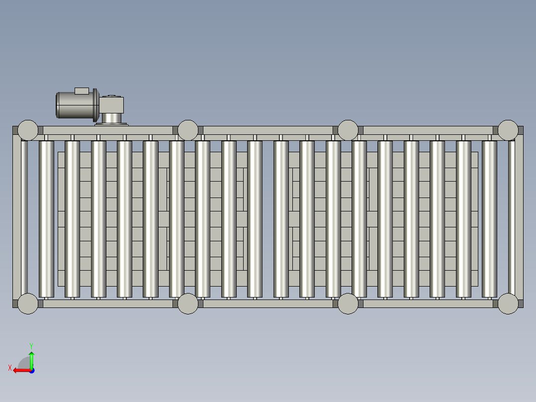 动力滚筒输送平台3D模型 (1)后视图
