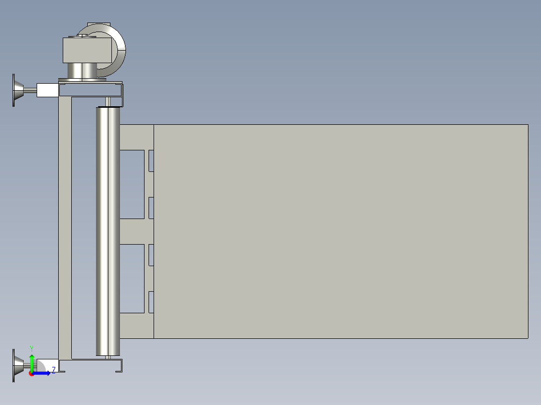 动力滚筒输送平台3D模型 (1)左视图