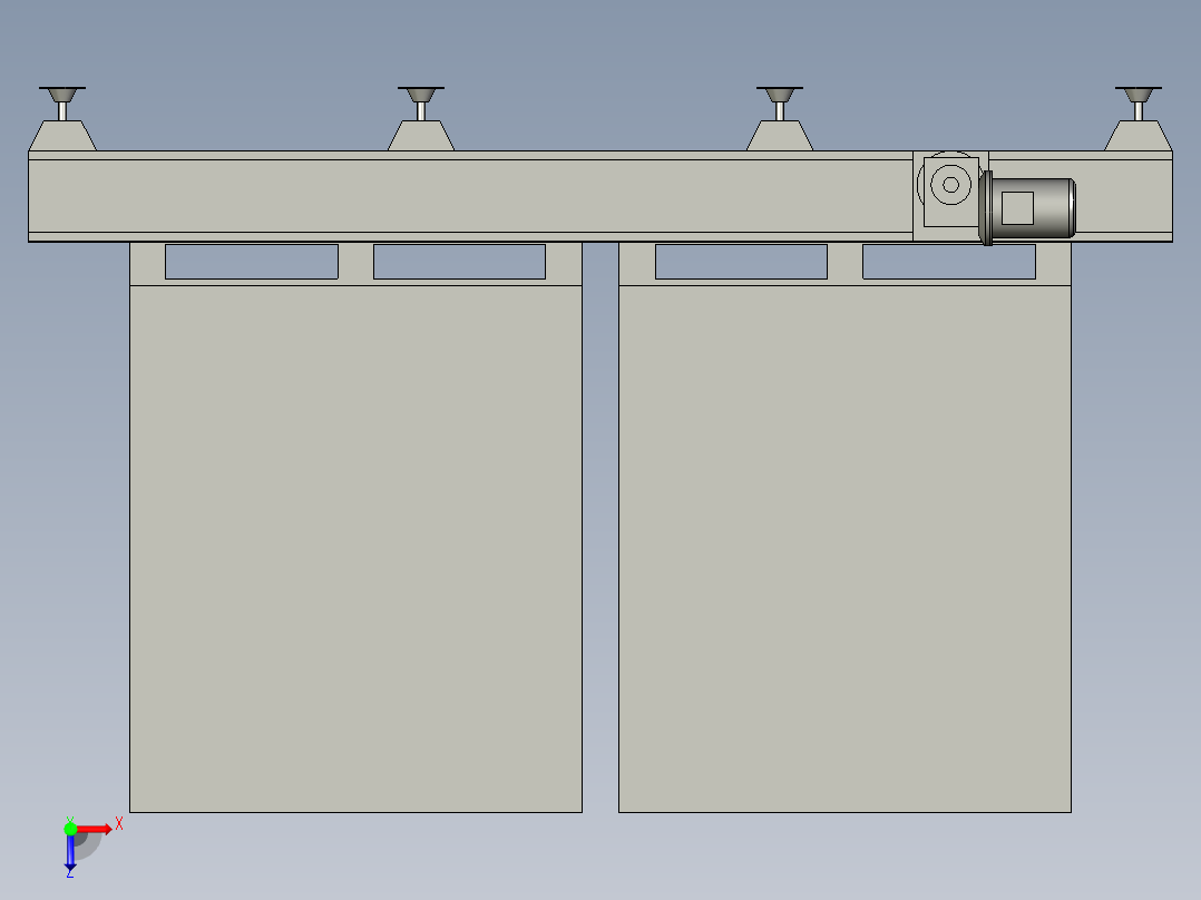 动力滚筒输送平台3D模型 (1)俯视图