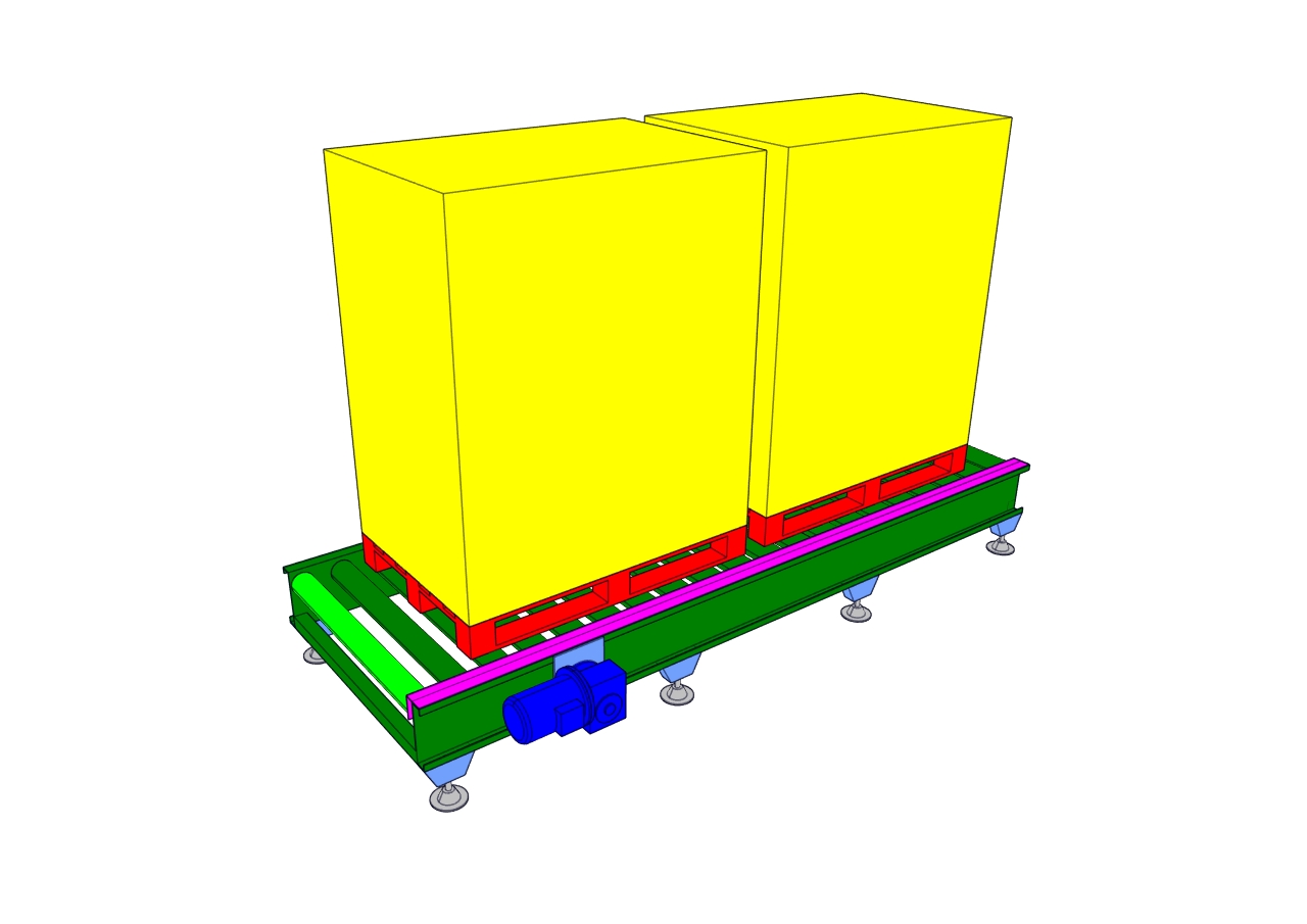 动力滚筒输送平台3D模型 (1)