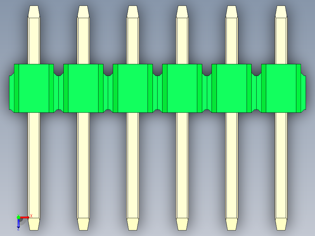 彩色公头100mil（2.54mm）系列-DS1021_green_1x06p_100mil_Type1_rev1.0俯视图