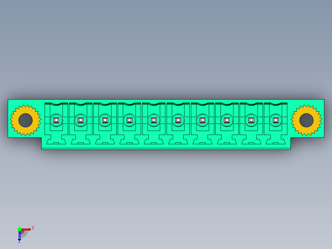 DEGSON 15EDG（公头） 3.5mm 螺钉锁紧，插拔式接线端子 FullPack-15EDGVM-3.5-10P-14-00AH俯视图
