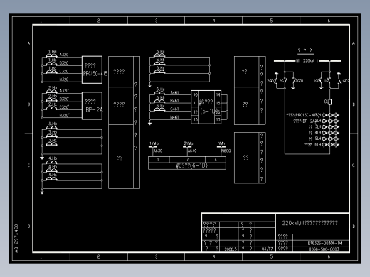 220kVI,III分段示意图及电流电压回路(B066-500-0603)