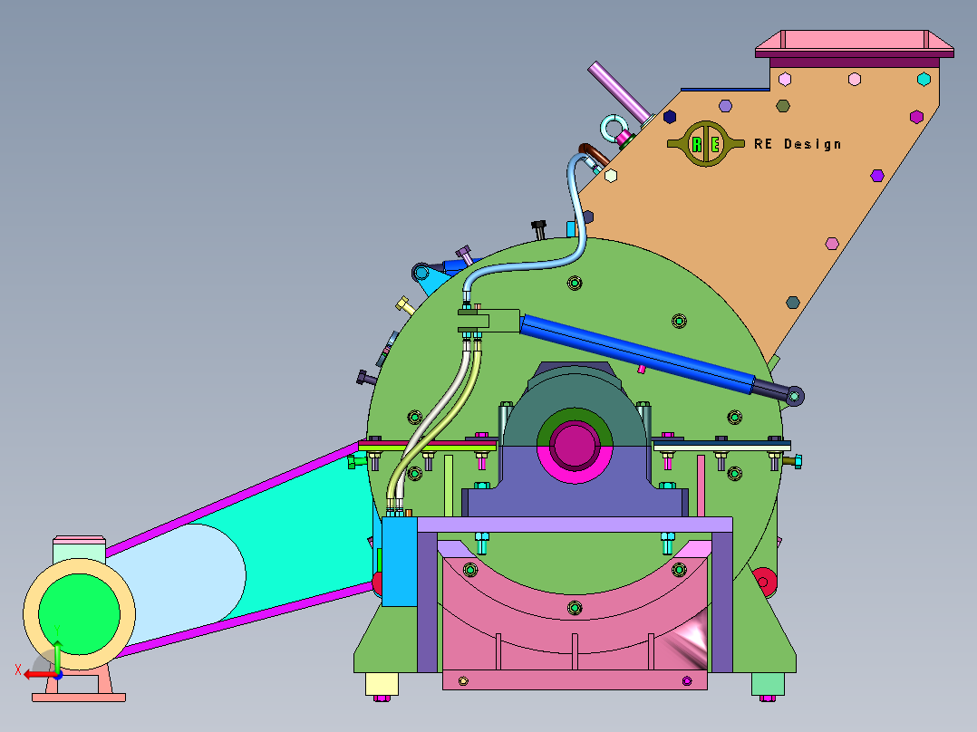 大型岩石破碎机器后视图