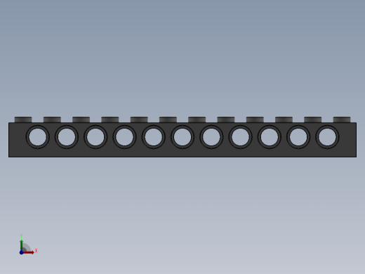 乐高机械组积木（横梁）-4211860 - 3895 Medium Stone Grey Technic Brick 1 x 12 with Holes前视缩略图