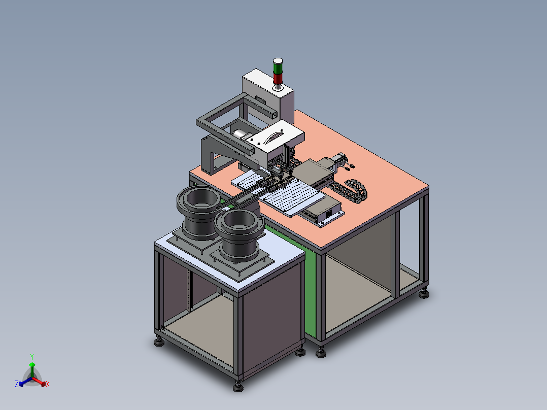 双振动盘包装机（凸轮机构）正等轴测图