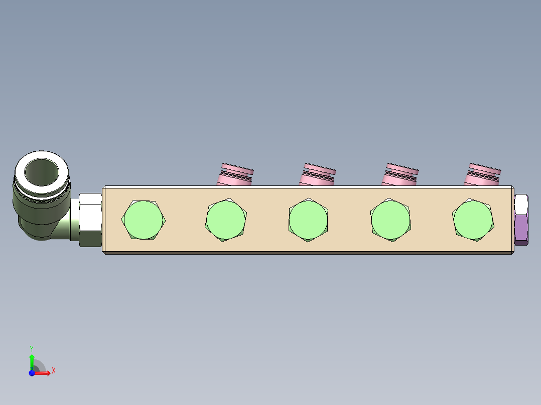 自制歧管块组件前视图