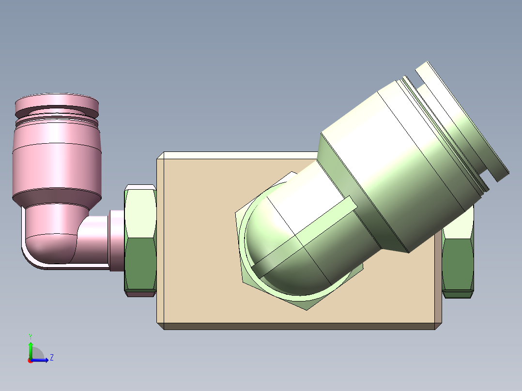 自制歧管块组件左视图
