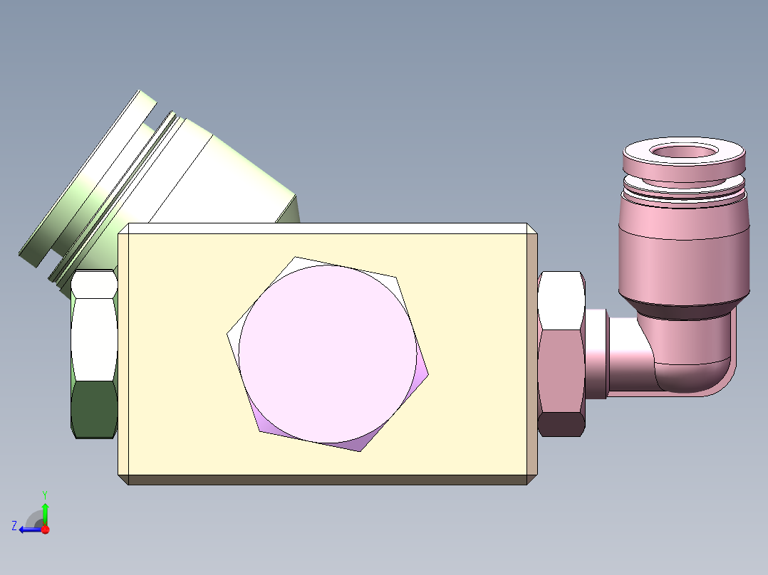 自制歧管块组件右视图