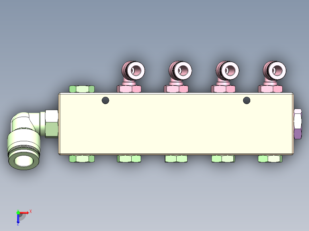 自制歧管块组件俯视图