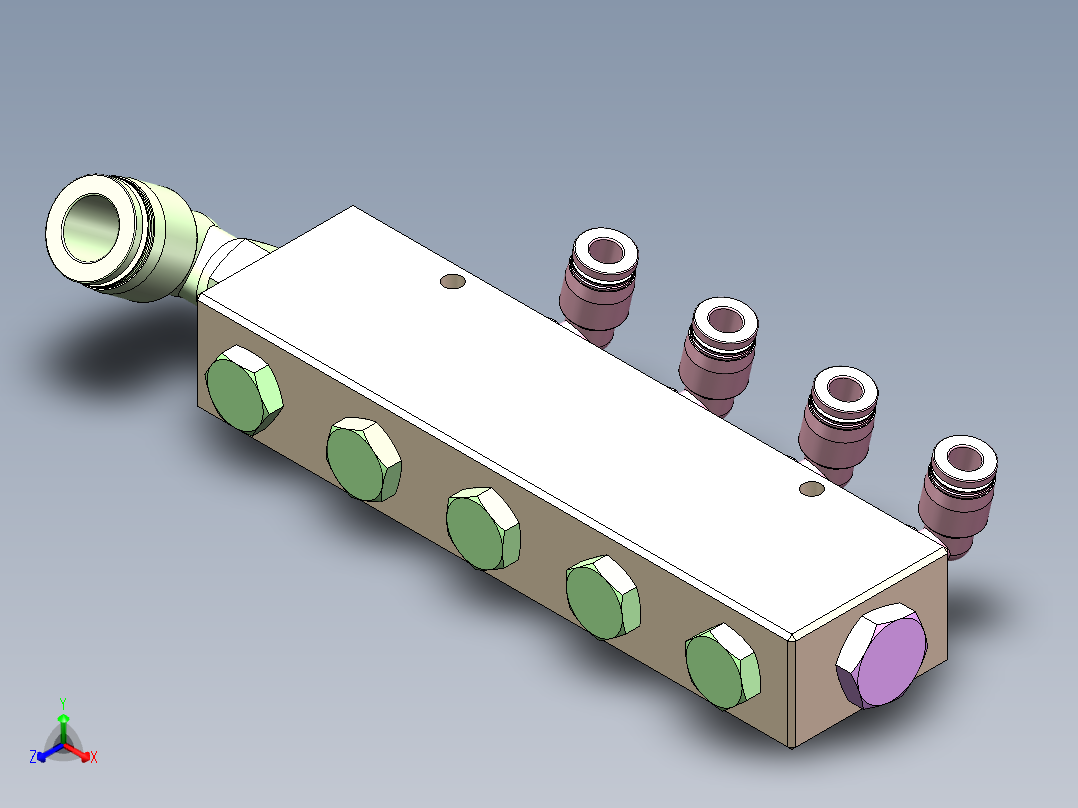 自制歧管块组件正等轴测图