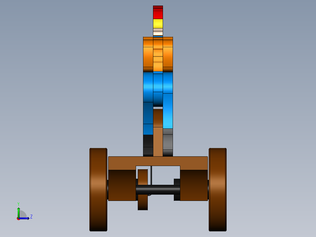 推着手推车的工人左视图