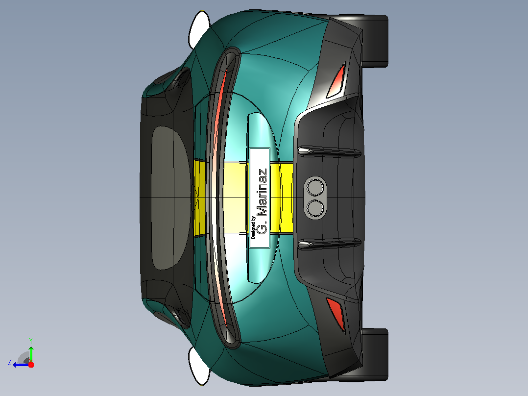 1-运动跑车 sports car stp stl右视图