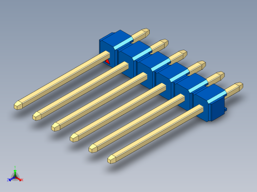 彩色公头100mil（2.54mm）系列-DS1021_blue_1x06p_100mil_Type5_rev1.0正等轴测缩略图