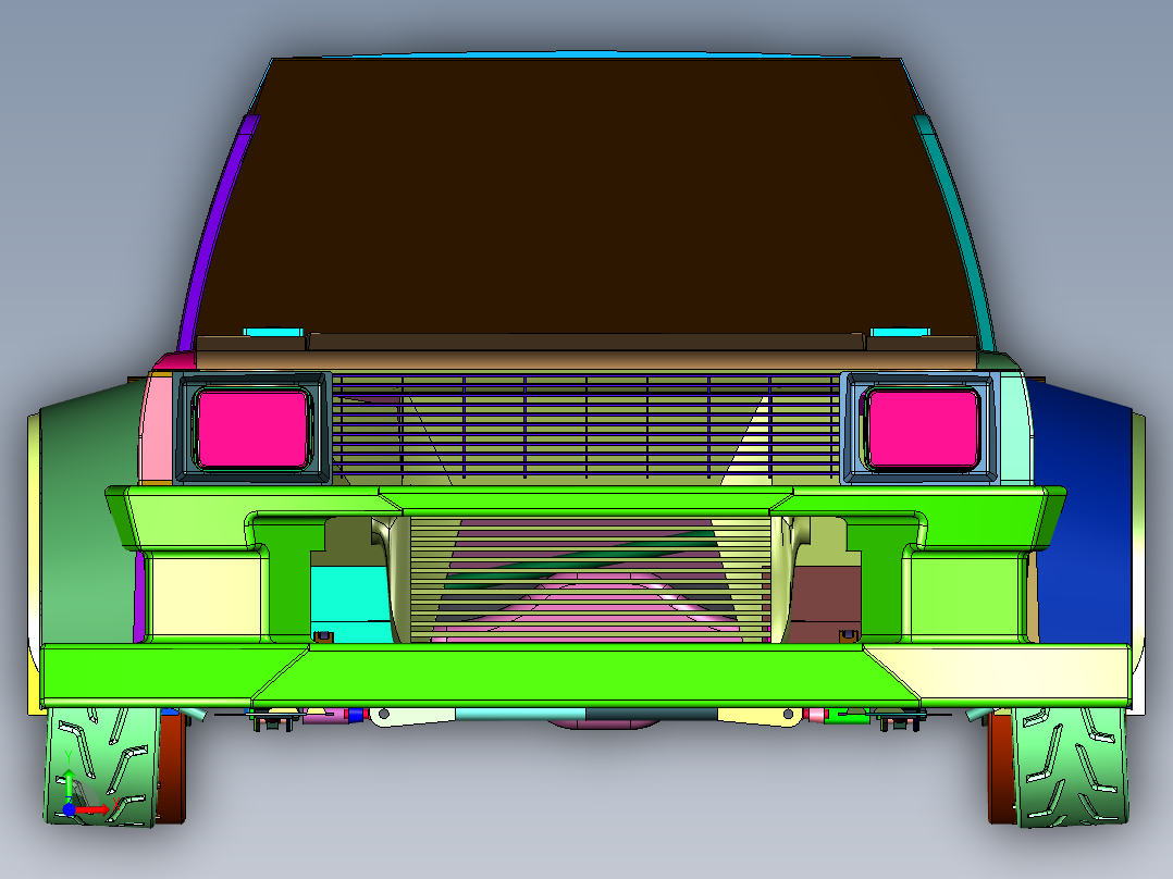 紧凑公路拉力赛车前视图