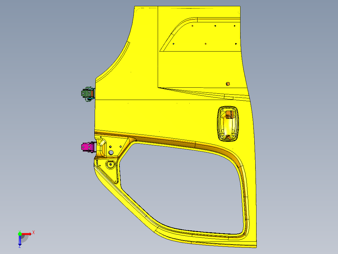 汽车车门组成钣金俯视图