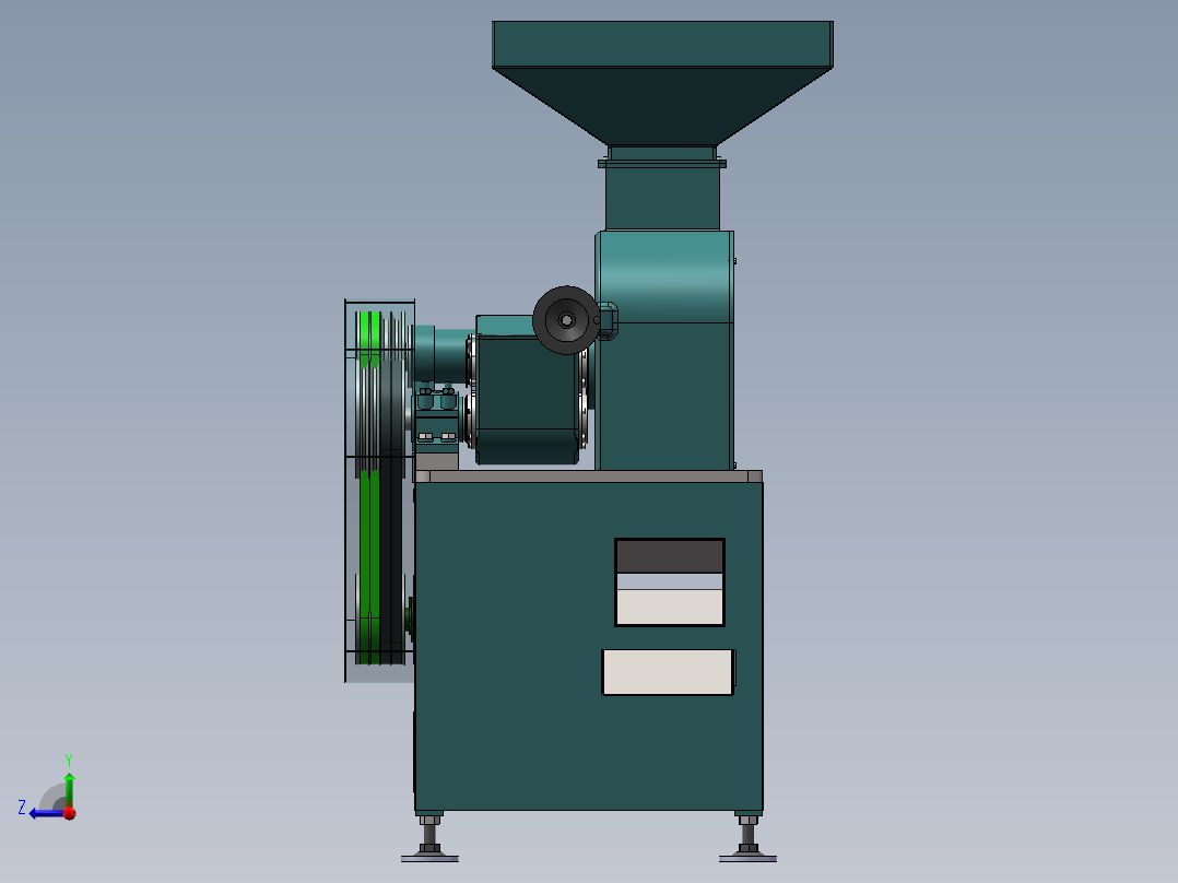 水稻脱壳机（胶辊砻谷机）含三维二维参考书663173右视图