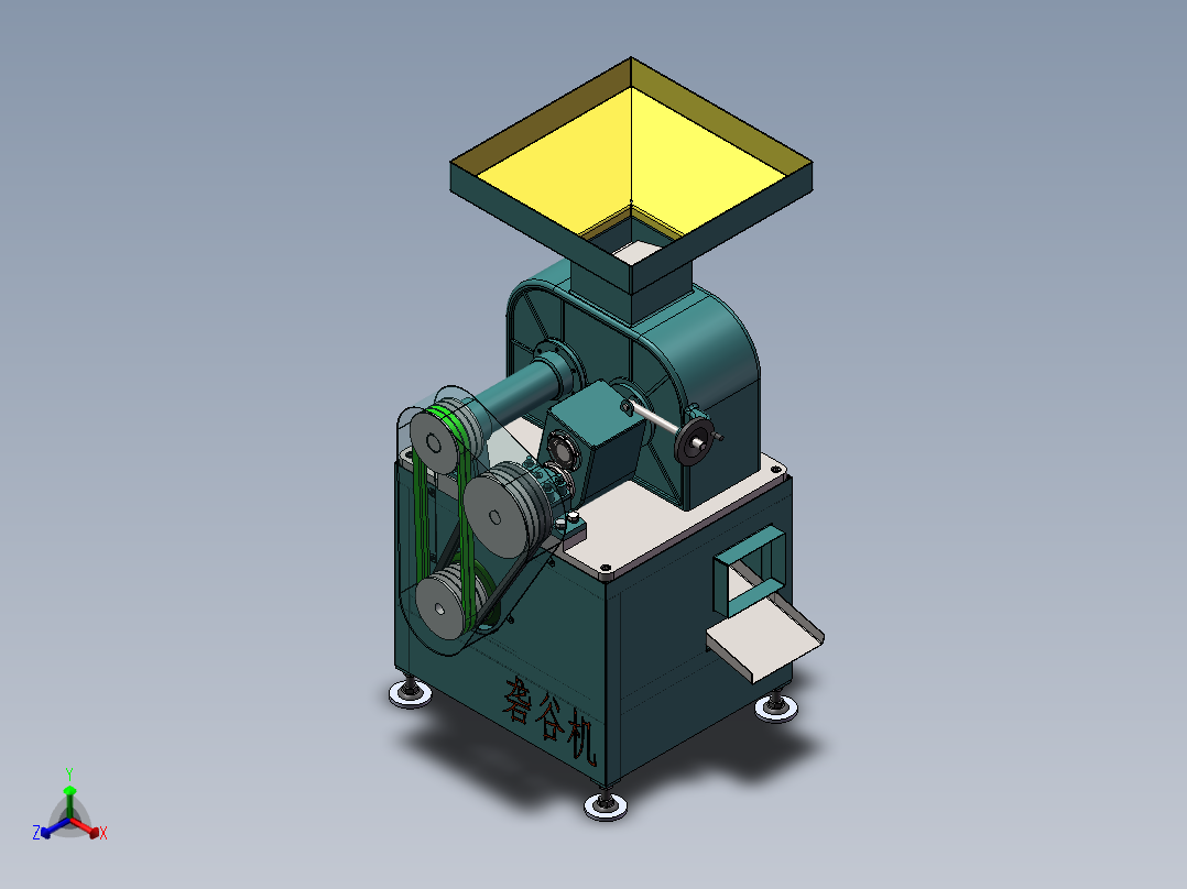 水稻脱壳机（胶辊砻谷机）含三维二维参考书663173正等轴测图