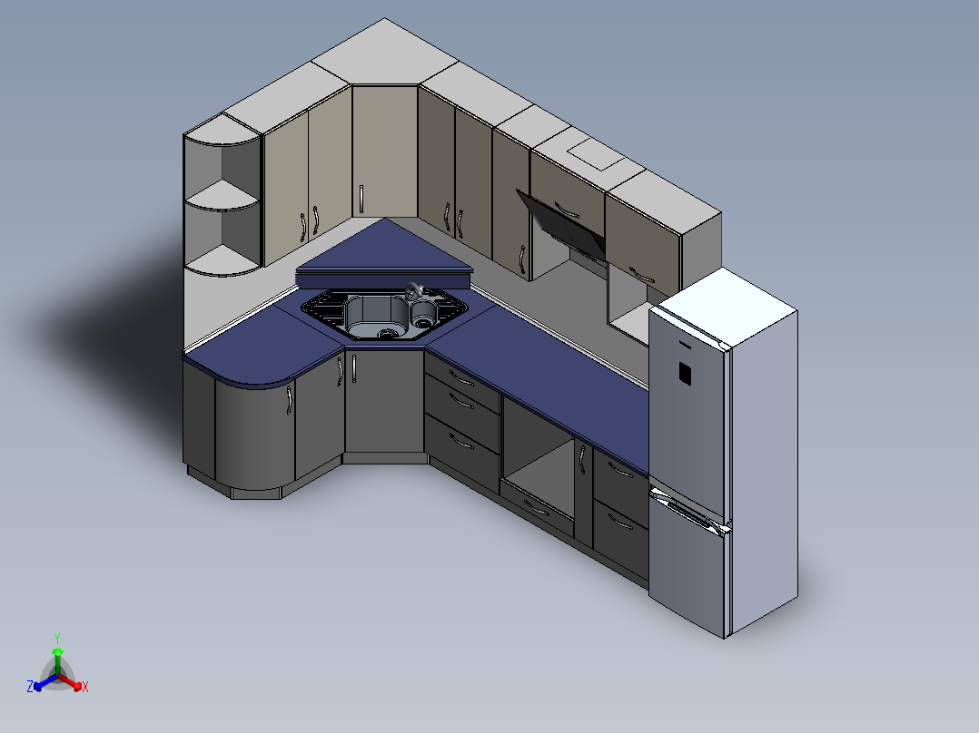 桌椅各类家具 (13)正等轴测图