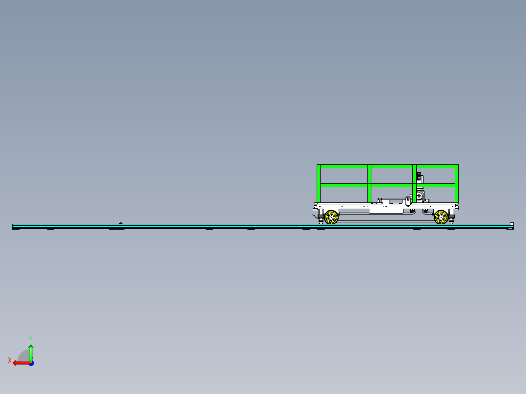 框架轨道负重输送小车设计后视图