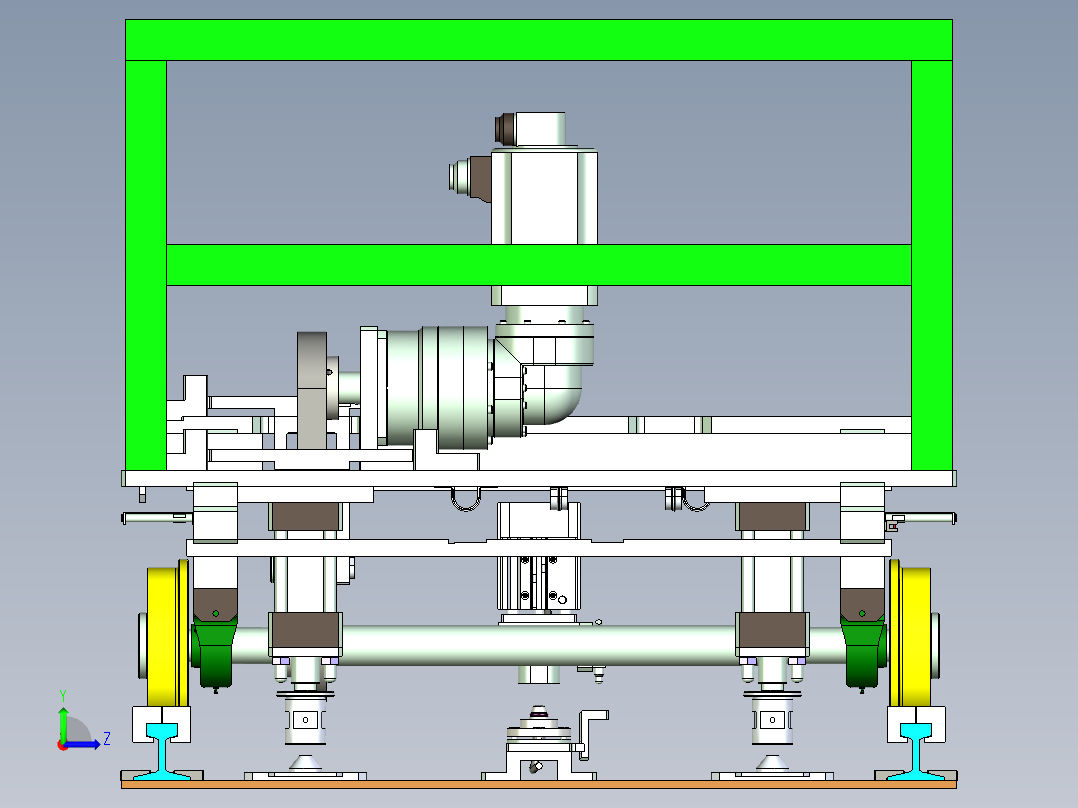 框架轨道负重输送小车设计左视图