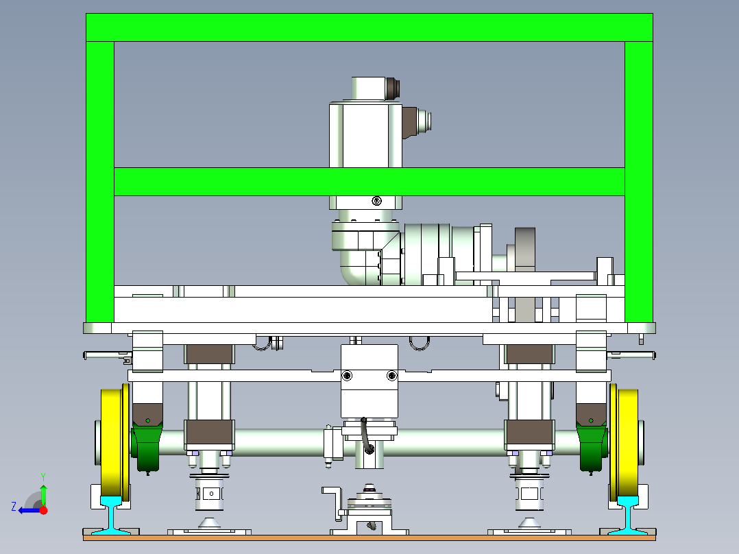 框架轨道负重输送小车设计右视图