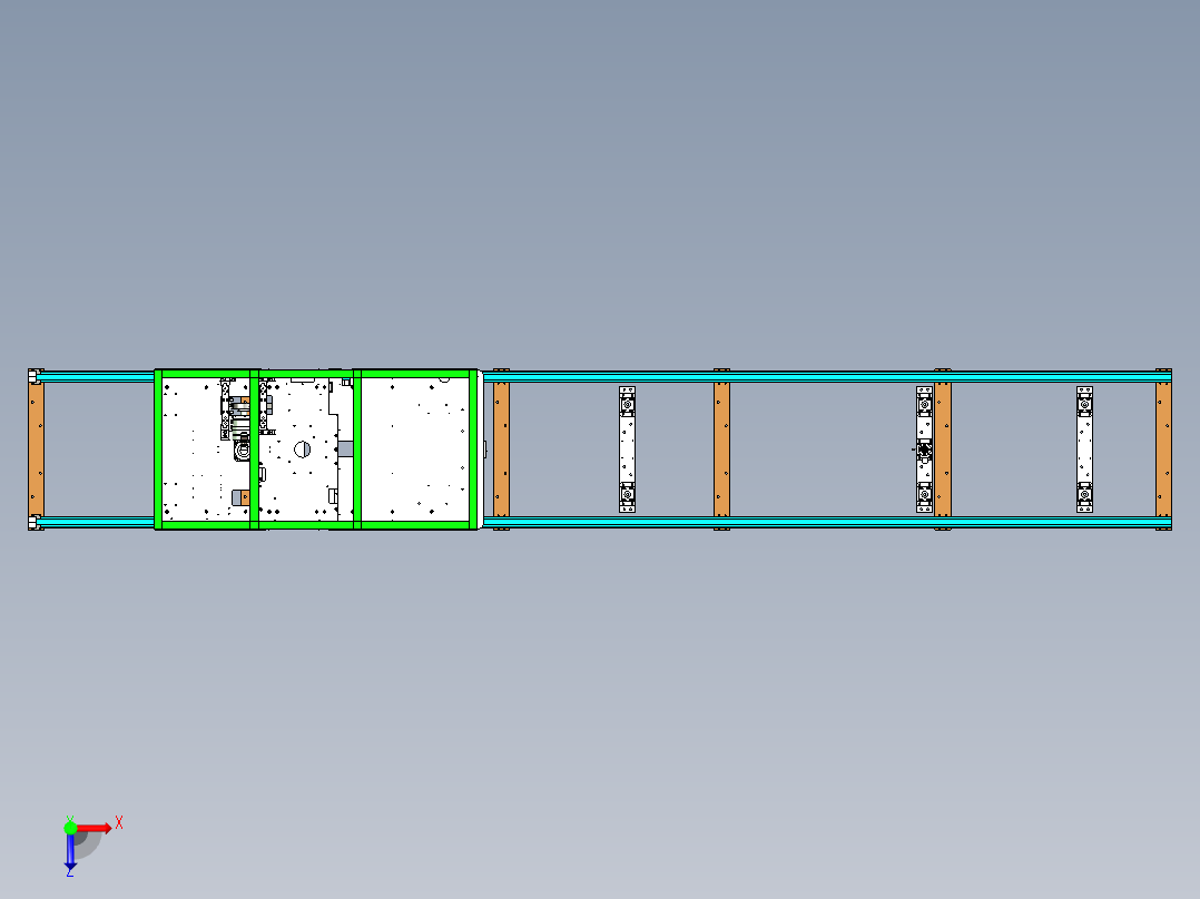 框架轨道负重输送小车设计俯视图
