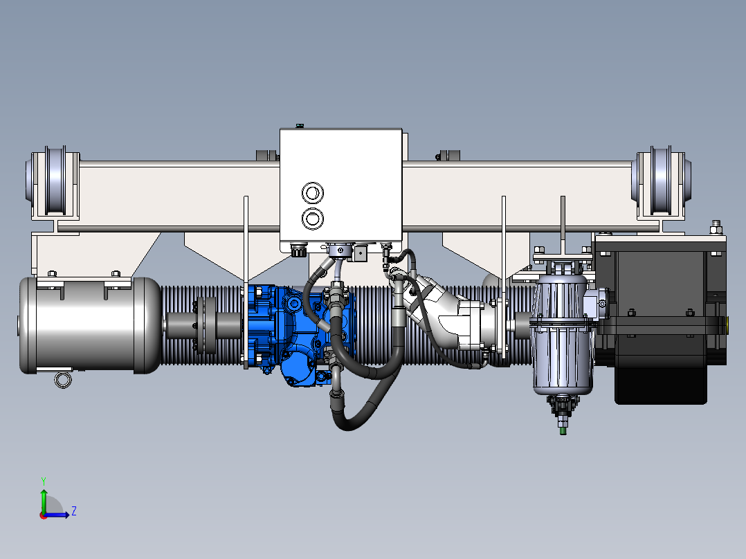 带液压升降驱动的桥起重机小车左视图
