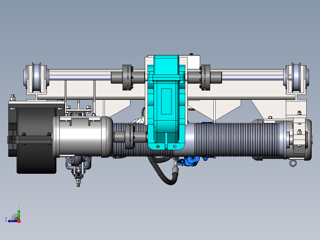带液压升降驱动的桥起重机小车右视图