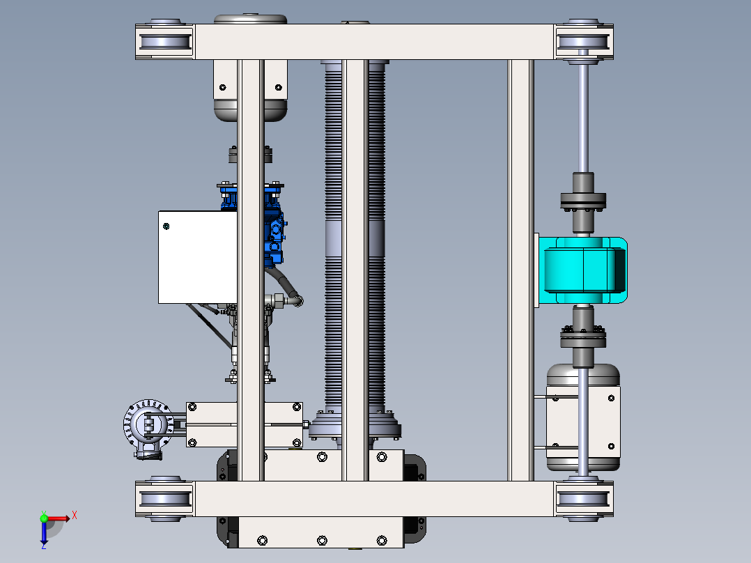 带液压升降驱动的桥起重机小车俯视图