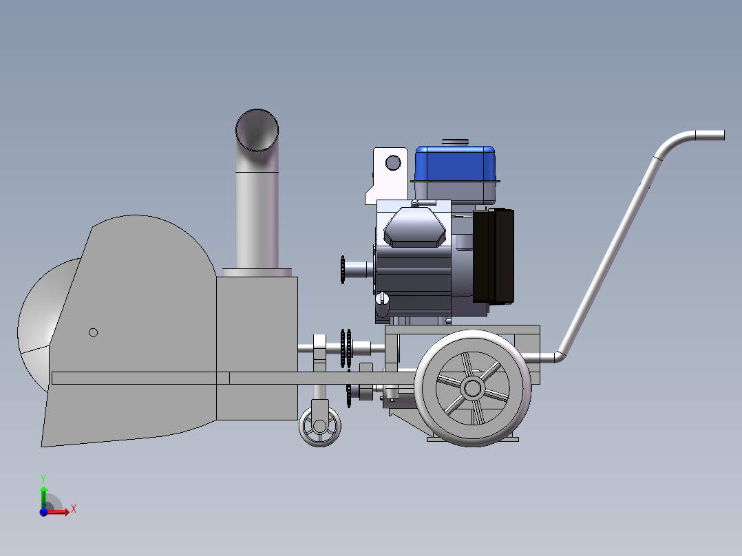 小型手扶式除雪机设计三维SW图+14张cad图+说明书前视图