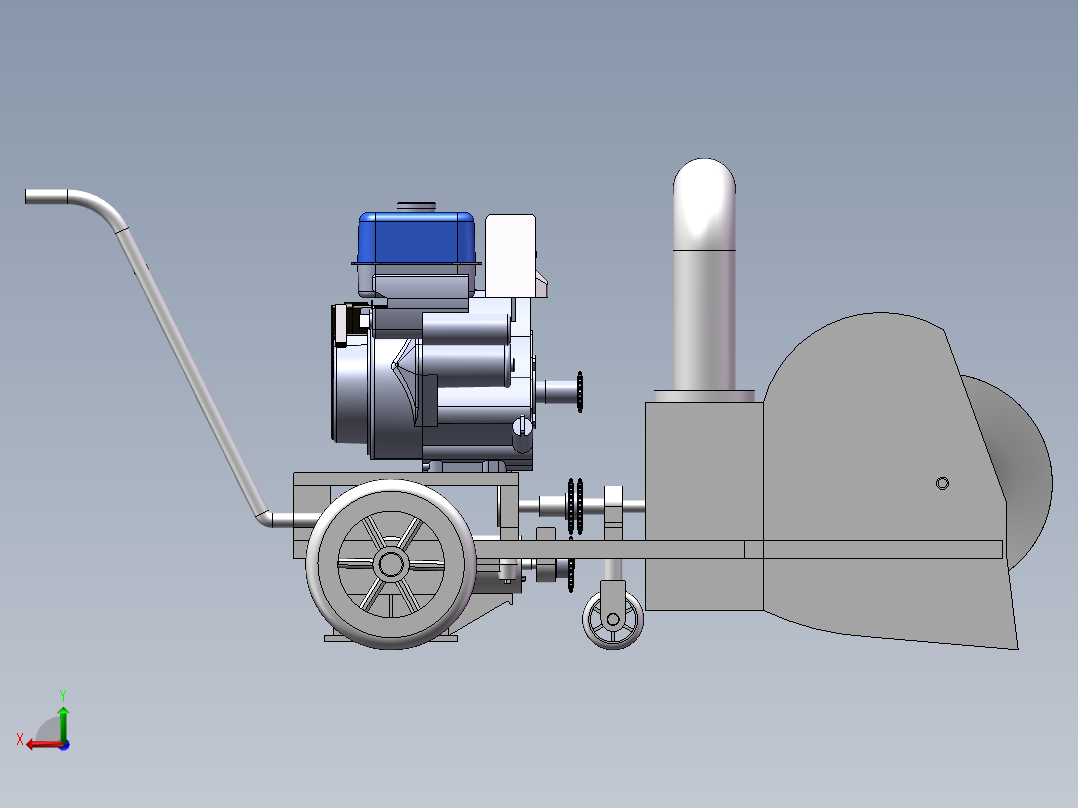 小型手扶式除雪机设计三维SW图+14张cad图+说明书后视图
