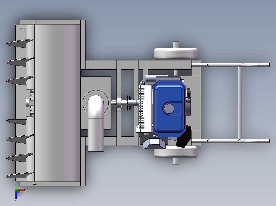小型手扶式除雪机设计三维SW图+14张cad图+说明书俯视图