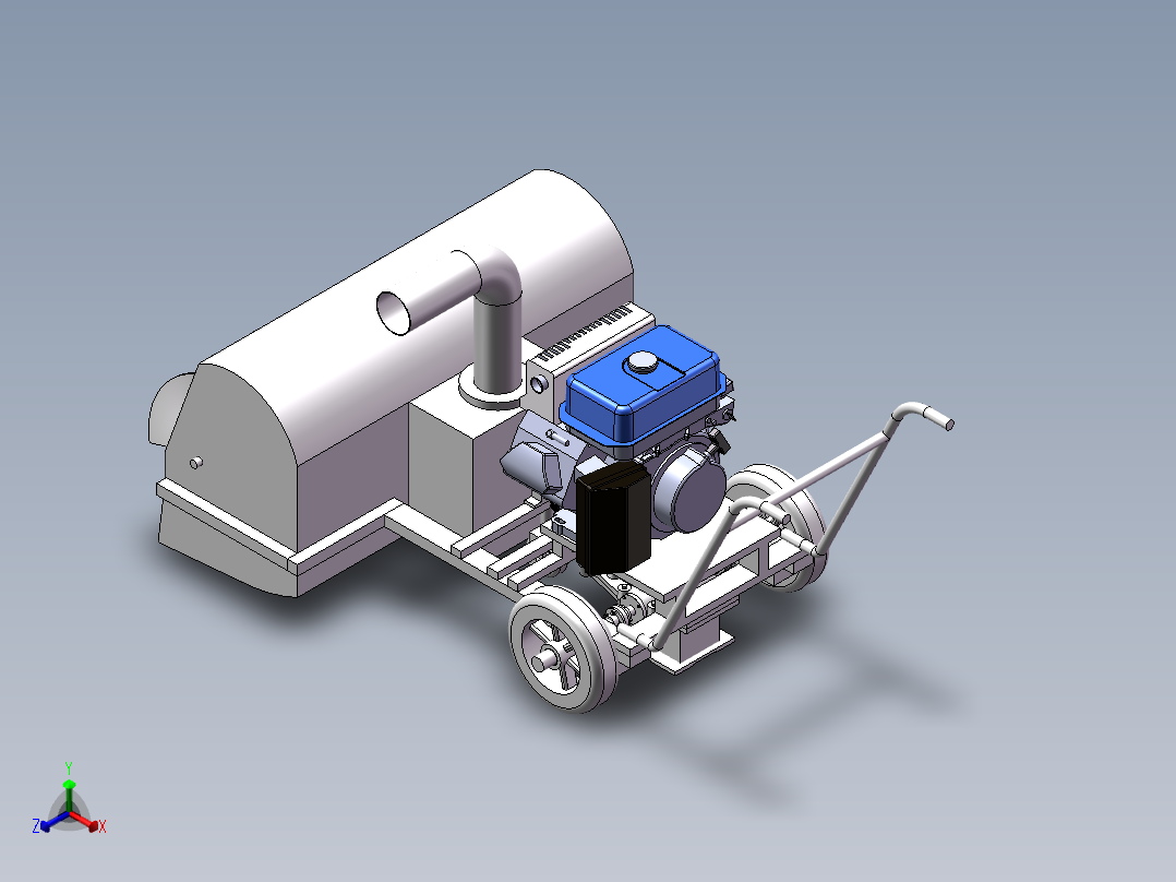 小型手扶式除雪机设计三维SW图+14张cad图+说明书正等轴测图