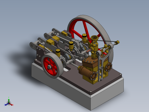 台式蒸汽机over-crank-type-steam-engine-模型格式为 sw