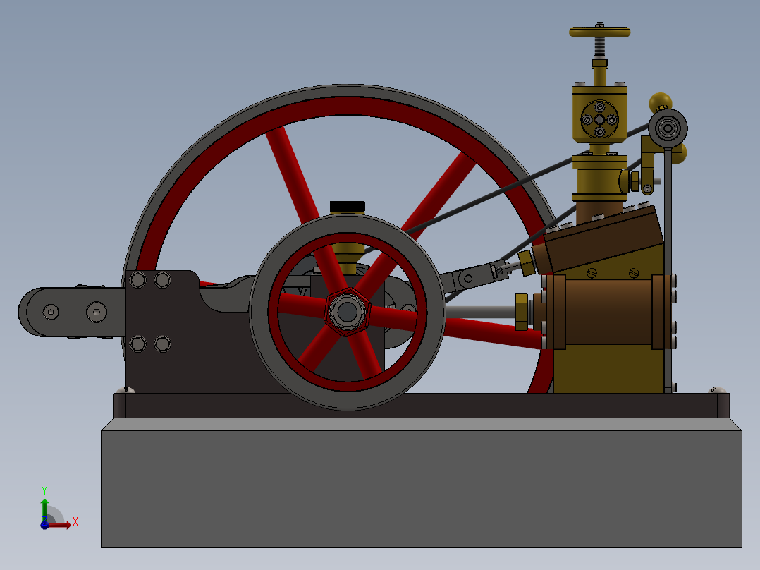 台式蒸汽机over-crank-type-steam-engine-模型格式为 sw前视图