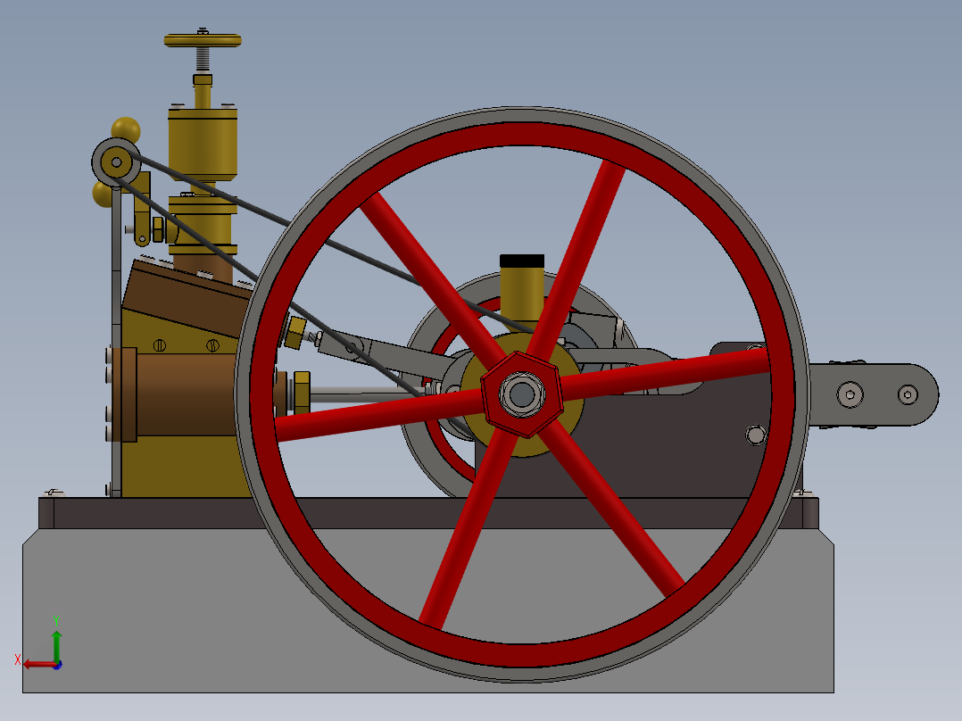 台式蒸汽机over-crank-type-steam-engine-模型格式为 sw后视图