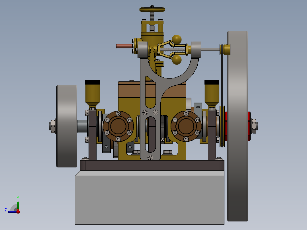 台式蒸汽机over-crank-type-steam-engine-模型格式为 sw右视图