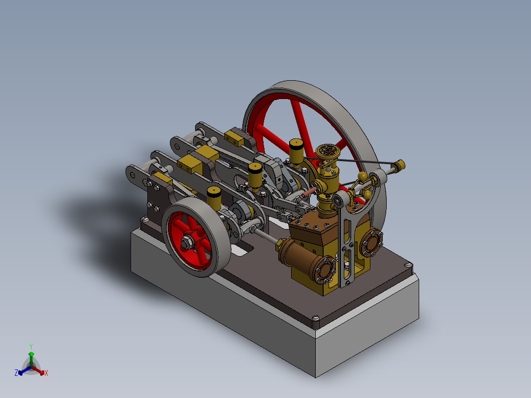 台式蒸汽机over-crank-type-steam-engine-模型格式为 sw正等轴测图