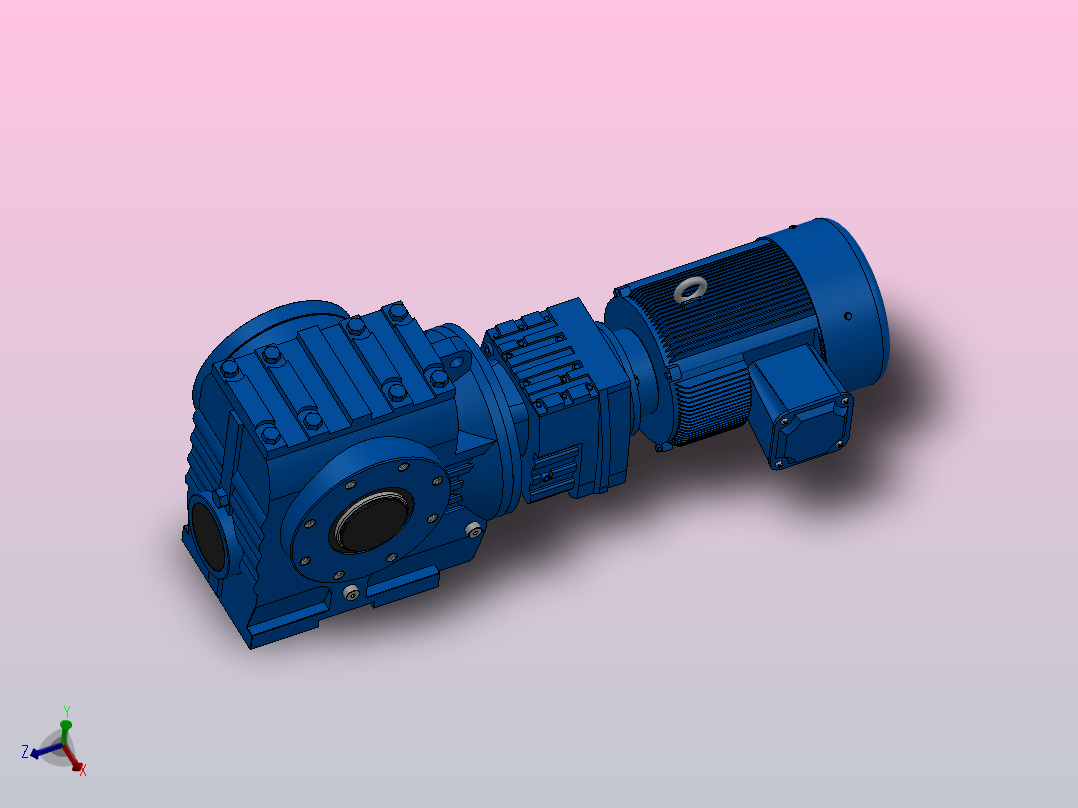 SAZ77R37组合式斜齿-蜗轮蜗杆减速机SAZ77R37-Y1.1-4P-219-M1-0°-B主视图